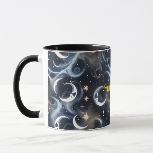 Your Name Mugs – Metallic Silver Moon Phase Luxury Tasse (Links)