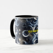 Your Name Mugs – Metallic Silver Moon Phase Luxury Tasse (Vorderseite Links)