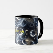 Your Name Mugs – Metallic Silver Moon Phase Luxury Tasse (VorderseiteRechts)