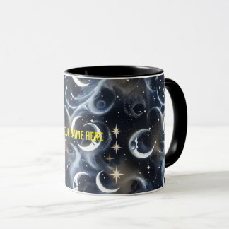 Your Name Mugs – Metallic Silver Moon Phase Luxury Tasse