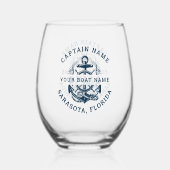 Your Name of Boat Anchor Weinglas Ohne Stiel (Rückseite)