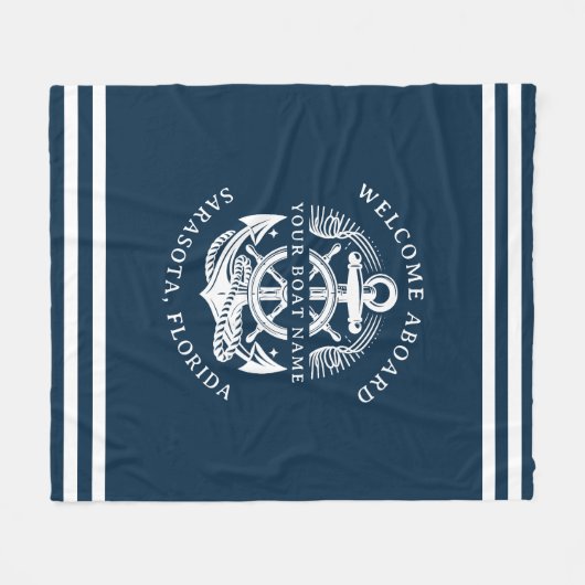 Your Name of Boat Ancient Anchor Fleecedecke (Vorderseite (Horizontal))