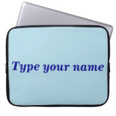 Your Name on Light Blue Laptop Sleeve (Vorderseite)