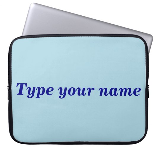 Your Name on Light Blue Laptop Sleeve (Vorderseite)