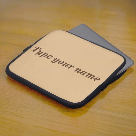 Your Name on Light Brown Laptop Sleeve