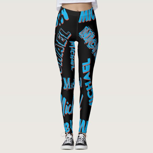 Your name pattern monogram blue red black colour leggings (Vorderseite)
