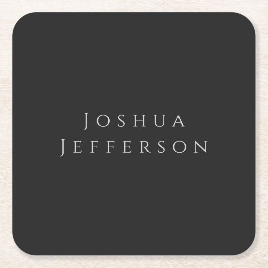 Your Name Professional Creative Plain Black Grey Rechteckiger Pappuntersetzer (Vorderseite)