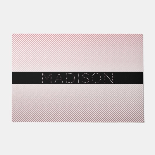 Your Name Thin Rose Schatten & White Stripes Fußmatte (Vorderseite)