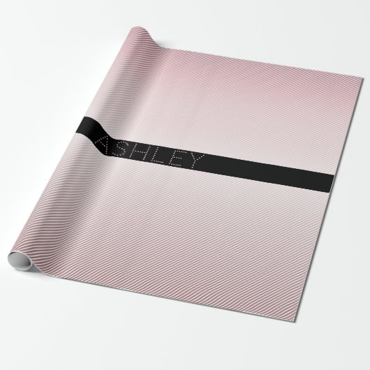 Your Name Thin Rose Schatten & White Stripes Geschenkpapier (Ungerollt)