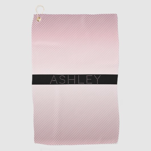 Your Name Thin Rose Schatten & White Stripes Golfhandtuch (Vorderseite)