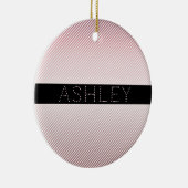 Your Name Thin Rose Schatten & White Stripes Keramik Ornament (Rechts)