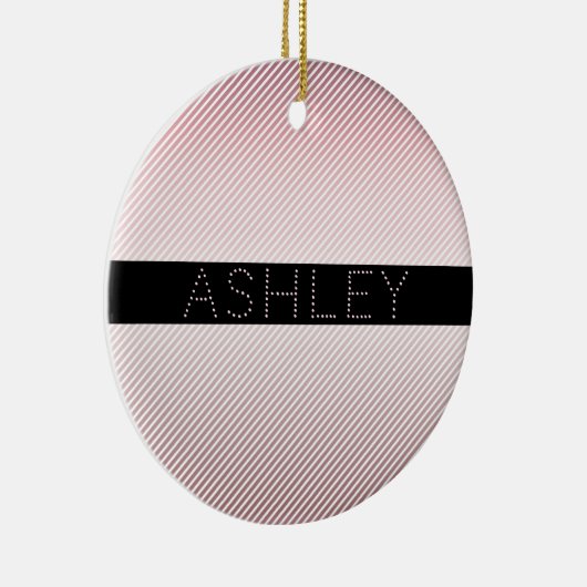 Your Name Thin Rose Schatten & White Stripes Keramik Ornament (Rechts)