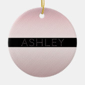 Your Name Thin Rose Schatten & White Stripes Keramik Ornament (Vorne)