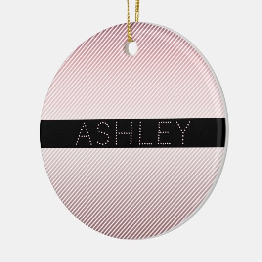 Your Name Thin Rose Schatten & White Stripes Keramik Ornament (Links)
