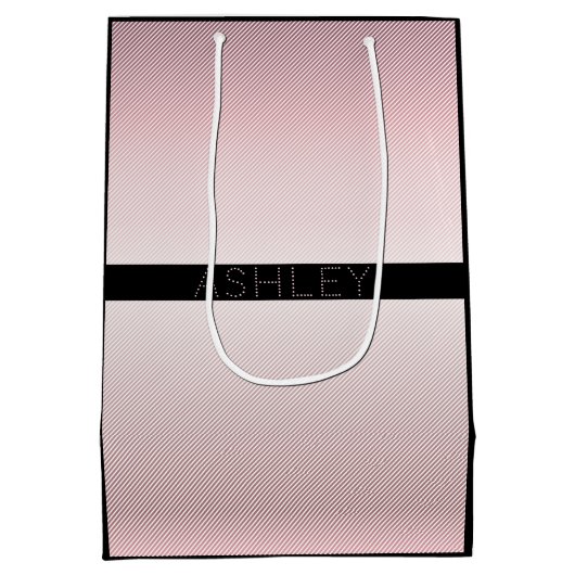 Your Name Thin Rose Schatten & White Stripes Mittlere Geschenktüte (Rückseite)