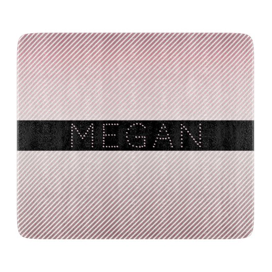 Your Name Thin Rose Schatten & White Stripes Schneidebrett (Vorderseite)