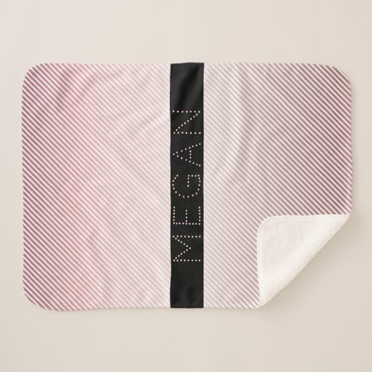 Your Name Thin Rose Schatten & White Stripes Sherpadecke (Vorderseite (Horizontal))