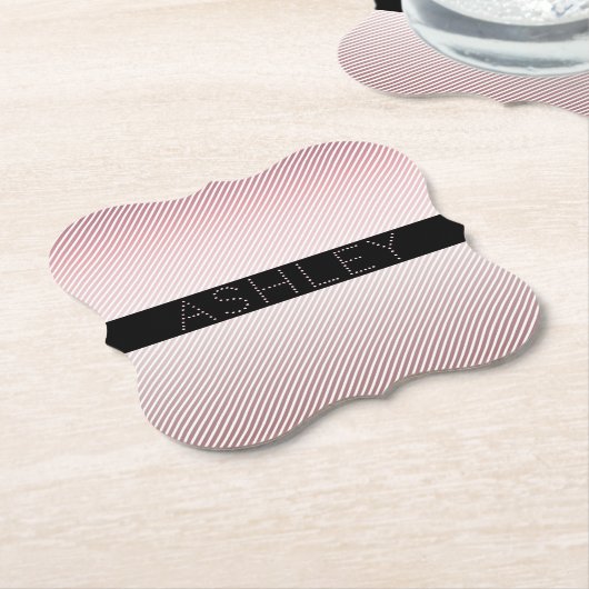 Your Name Thin Rose Schatten & White Stripes Untersetzer (angewinkelt)