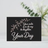 Your Order is On Its Way Flat Thank You Card Dankeskarte (Stehend Vorderseite)