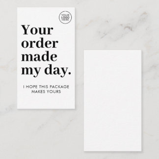 Your Order Made My Day | Cute Business Thank You Visitenkarte