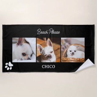Your pet dog chihuahua custom photos collage name strandtuch