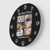 Your pet dog custom photo collage best friend name große wanduhr (Winkel)
