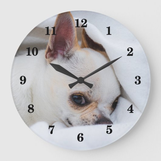 Your pet dog puppy custom photo chihuahua große wanduhr (Vorderseite)