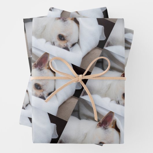 Your pet dog puppy custom photo chihuahua pattern geschenkpapier set (Beispiel)