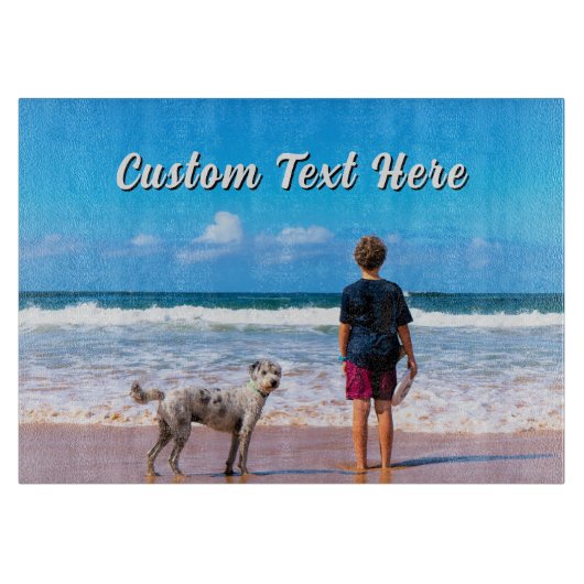 Your Pet Photo Cutting Board with Custom Text Schneidebrett (Vorderseite)