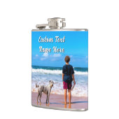 Your Pet Photo Flask Personalized Text Flachmann (Links)