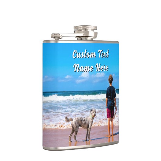 Your Pet Photo Flask Personalized Text Flachmann (Rechts)