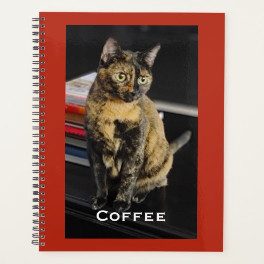 Your Pet Photo, Name, Red Background, Spiral Planer (Vorderseite)
