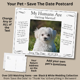 Your Pet Photo Save The Date Black White Infinity Postkarte