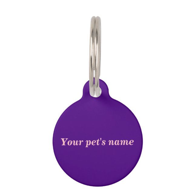 Your Pet’s Name on Purple Round Pet Tag Haustiermarke (Vorderseite)