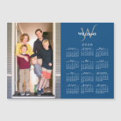 Your Photo 2026 Calendar Monogram Name Blue Magnet (Vorderseite)