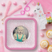 Your Photo 45 Random Number Pattern Pink/White  Pappteller (Party)