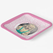 Your Photo 45 Random Number Pattern Pink/White  Pappteller (Gewinkelt)