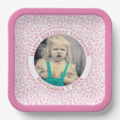 Your Photo 45 Random Number Pattern Pink/White  Pappteller (Vorderseite)