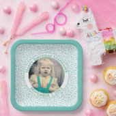 Your Photo 45 Random Number Pattern Teal/White Pappteller (Party)