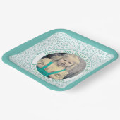 Your Photo 45 Random Number Pattern Teal/White Pappteller (Gewinkelt)