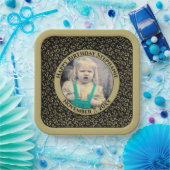 Your Photo 55 Random Number Pattern Black/Gold  Pappteller (Party)