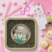 Your Photo 55 Random Number Pattern Black/Gold  Pappteller (Party)