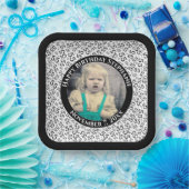 Your Photo 55 Random Number Pattern Black/White  Pappteller (Party)