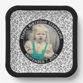 Your Photo 55 Random Number Pattern Black/White  Pappteller (Vorderseite)