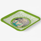 Your Photo 55 Random Number Pattern Green/White  Pappteller (Gewinkelt)