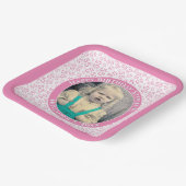 Your Photo 55 Random Number Pattern Pink/White  Pappteller (Gewinkelt)