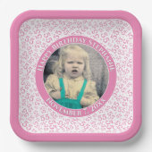 Your Photo 55 Random Number Pattern Pink/White  Pappteller (Vorderseite)