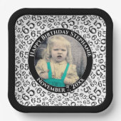 Your Photo 65 Random Number Pattern Black/White Pappteller (Vorderseite)