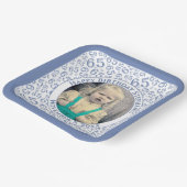 Your Photo 65 Random Number Pattern Blue/White Pappteller (Gewinkelt)