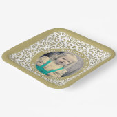 Your Photo 65 Random Number Pattern Gold/White Pappteller (Gewinkelt)